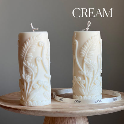 Large Fern Soy Pillar Candle | Sculptural Home Decor