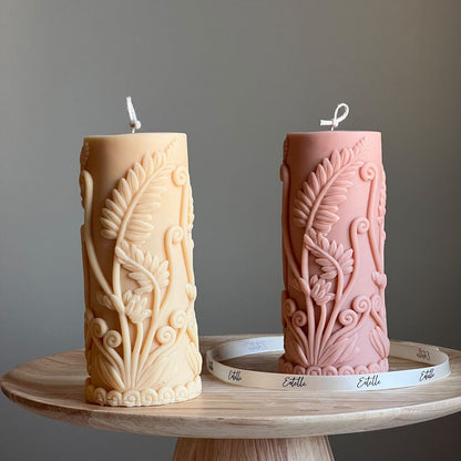 Large Fern Soy Pillar Candle | Sculptural Home Decor