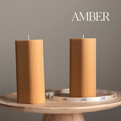 Ribbed Pillar Soy Wax Candle | Handmade Home Decor