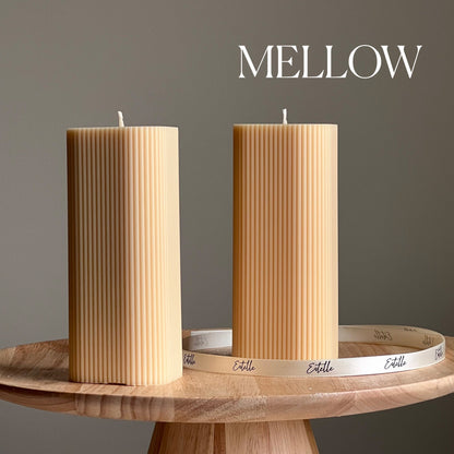 Ribbed Pillar Soy Wax Candle | Handmade Home Decor