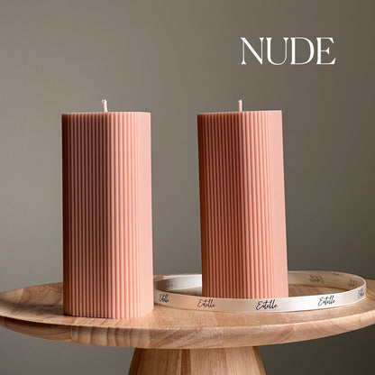 Ribbed Pillar Soy Wax Candle | Handmade Home Decor