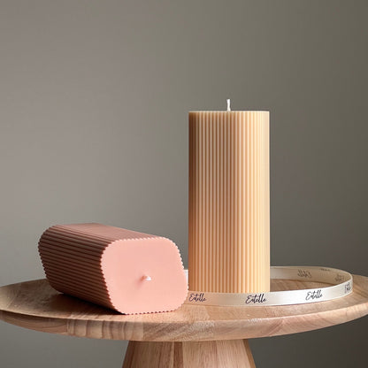 Ribbed Pillar Soy Wax Candle | Handmade Home Decor