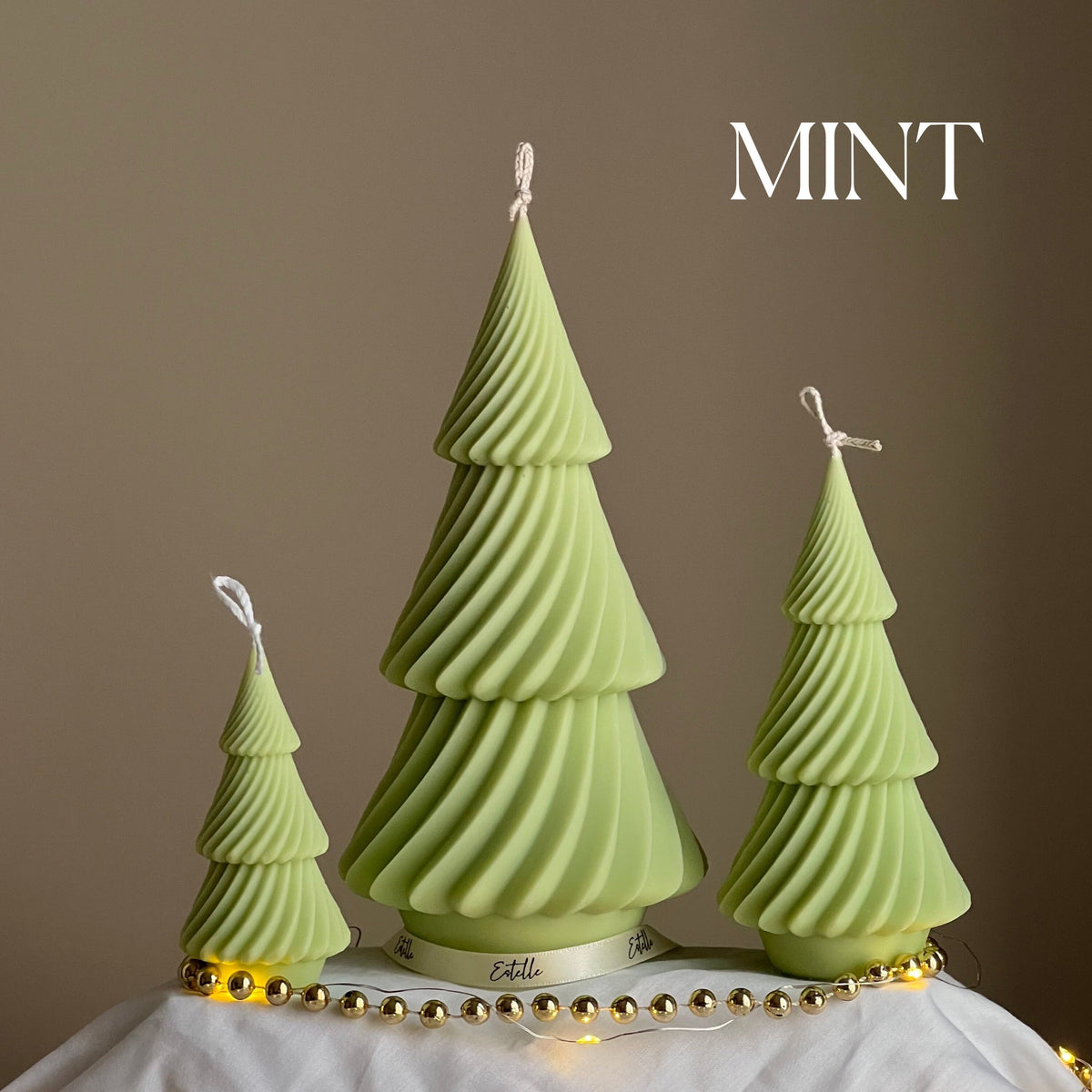 Swirl Ribbed Christmas Tree Candle: Handmade Soy Wax Decor