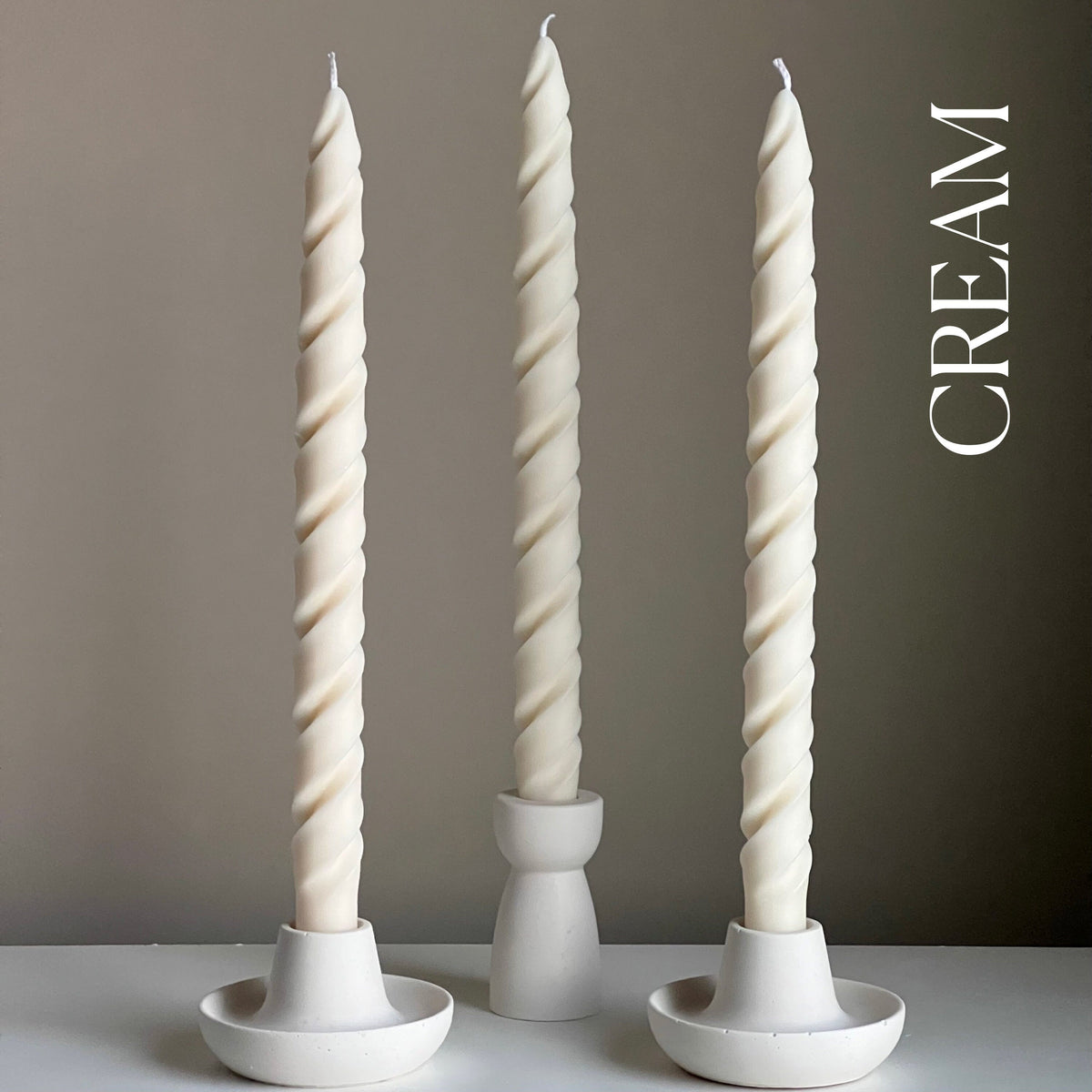 Tall Twisted Soy Wax Taper Candle: Handmade Pastel Decor