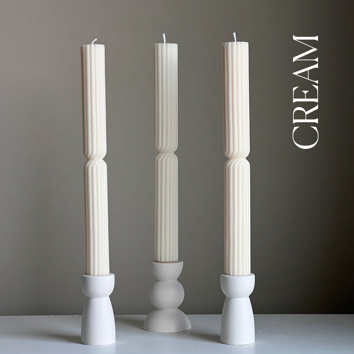 Tall Ribbed Twisted Taper Candle: Handmade Soy Dinner Candle