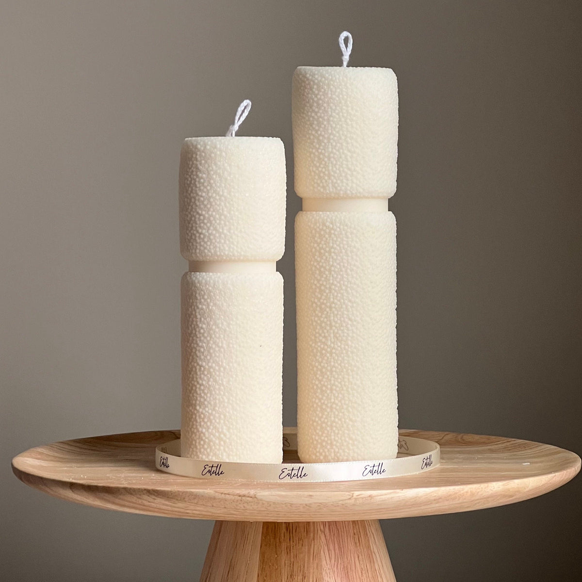 Roman Fluffy Soy Wax Pillar Candle Set: Tall Decorative Candles