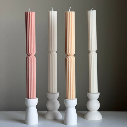 Tall Ribbed Twisted Taper Candle: Handmade Soy Dinner Candle