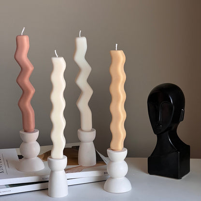 Bougeoir Sablier Fait Main en Jesmonite : Décoration de Mariage Minimaliste
