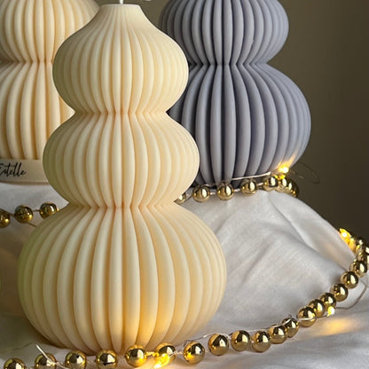 Wavy Ribbed Christmas Tree Candle: Hand-Poured Soy Wax Decor