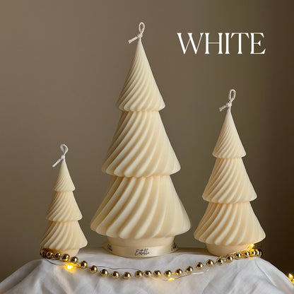 Swirl Ribbed Christmas Tree Candle: Handmade Soy Wax Decor