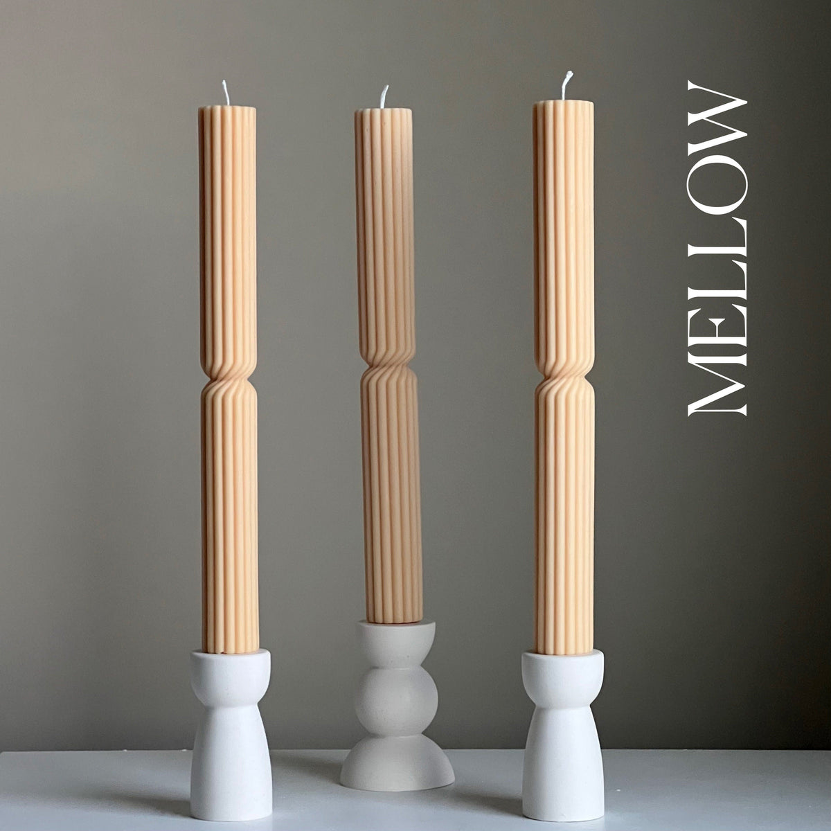 Tall Ribbed Twisted Taper Candle: Handmade Soy Dinner Candle