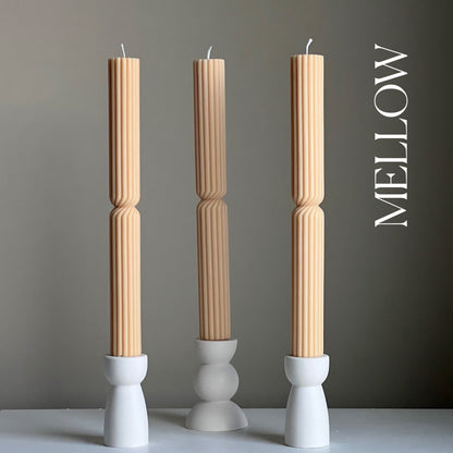 Tall Ribbed Twisted Taper Candle: Handmade Soy Dinner Candle