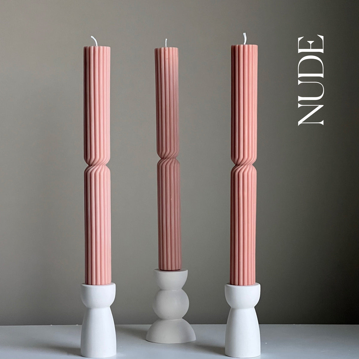Tall Ribbed Twisted Taper Candle: Handmade Soy Dinner Candle