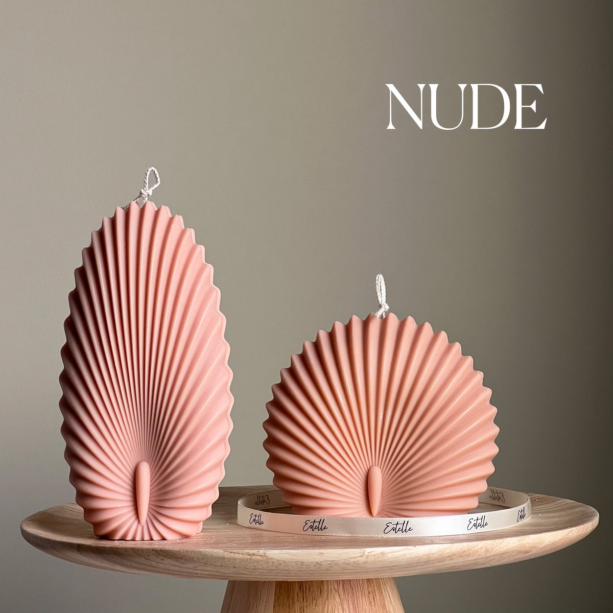 Duo de bougies coquillages : Bougies décoratives en forme de coquille de palourde en cire de soja