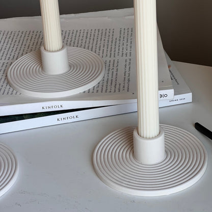 Minimalist Jesmonite Candlestick Holder: Round Taper Candle Decor
