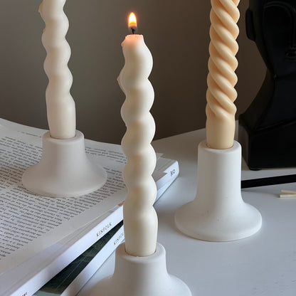Round Jesmonite Candlestick Holder: Minimalist Table Decor