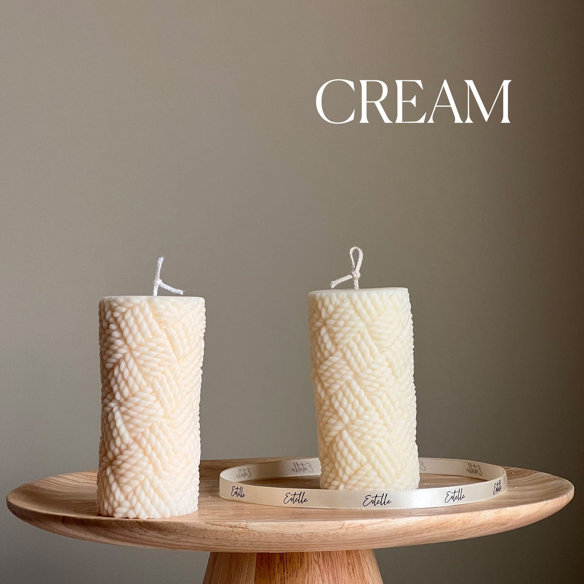 Knitted Soy Pillar Candle | Sculptural Home Decor