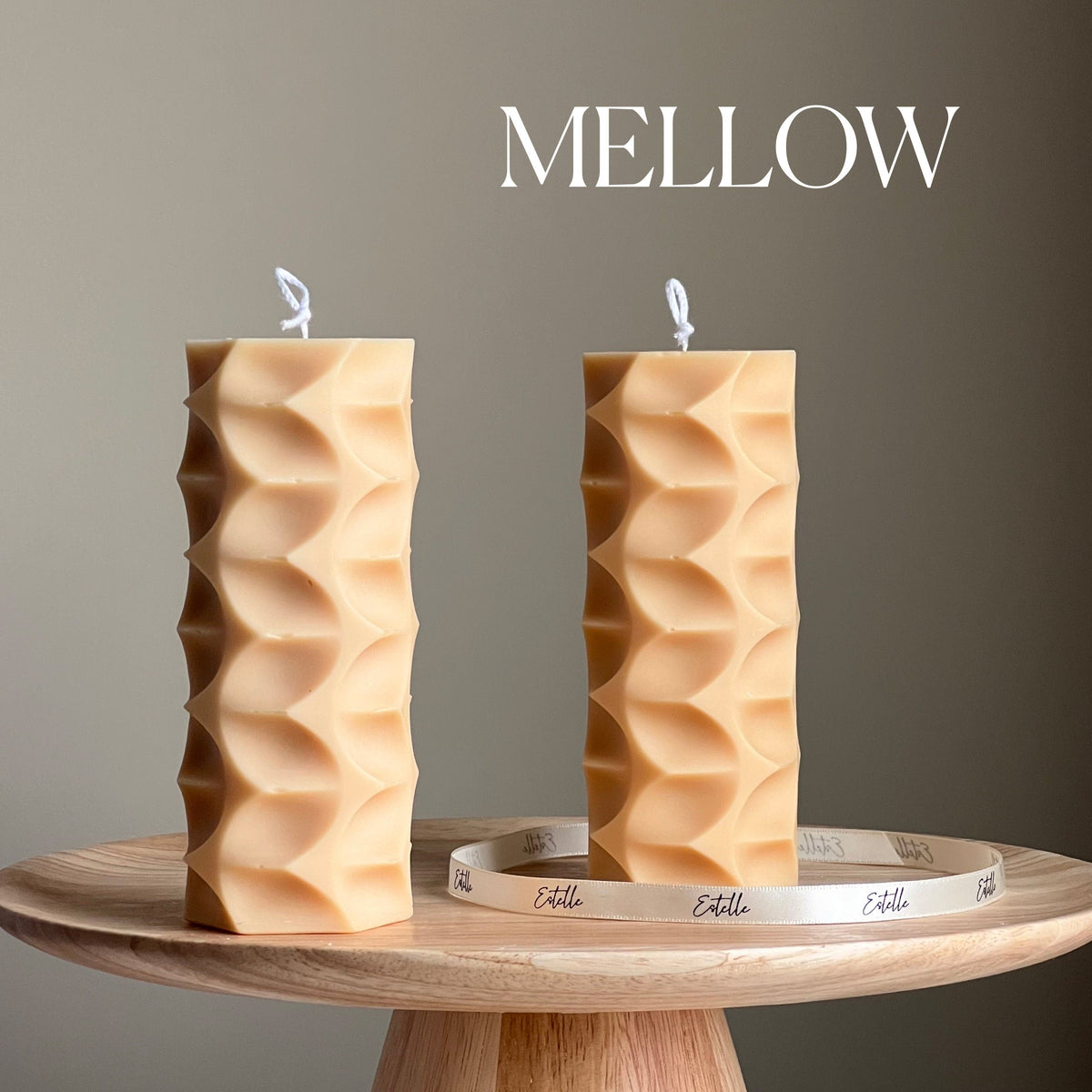 Geometric Soy Pillar Candle: Sculptural Home Decor