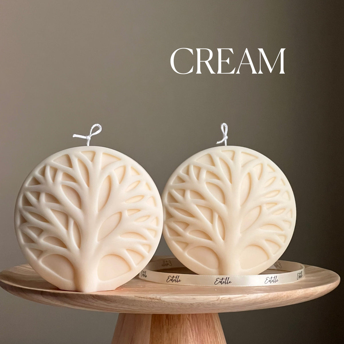 Handmade Round Tree Medallion Candle | Decorative Pillar Candle