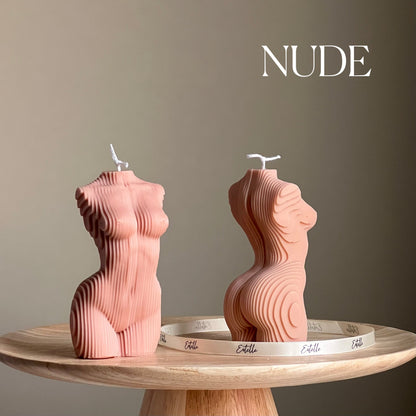 Bougie Géométrique Femme Torse : Sculpture Faite Main en Cire de Soja Végétalienne