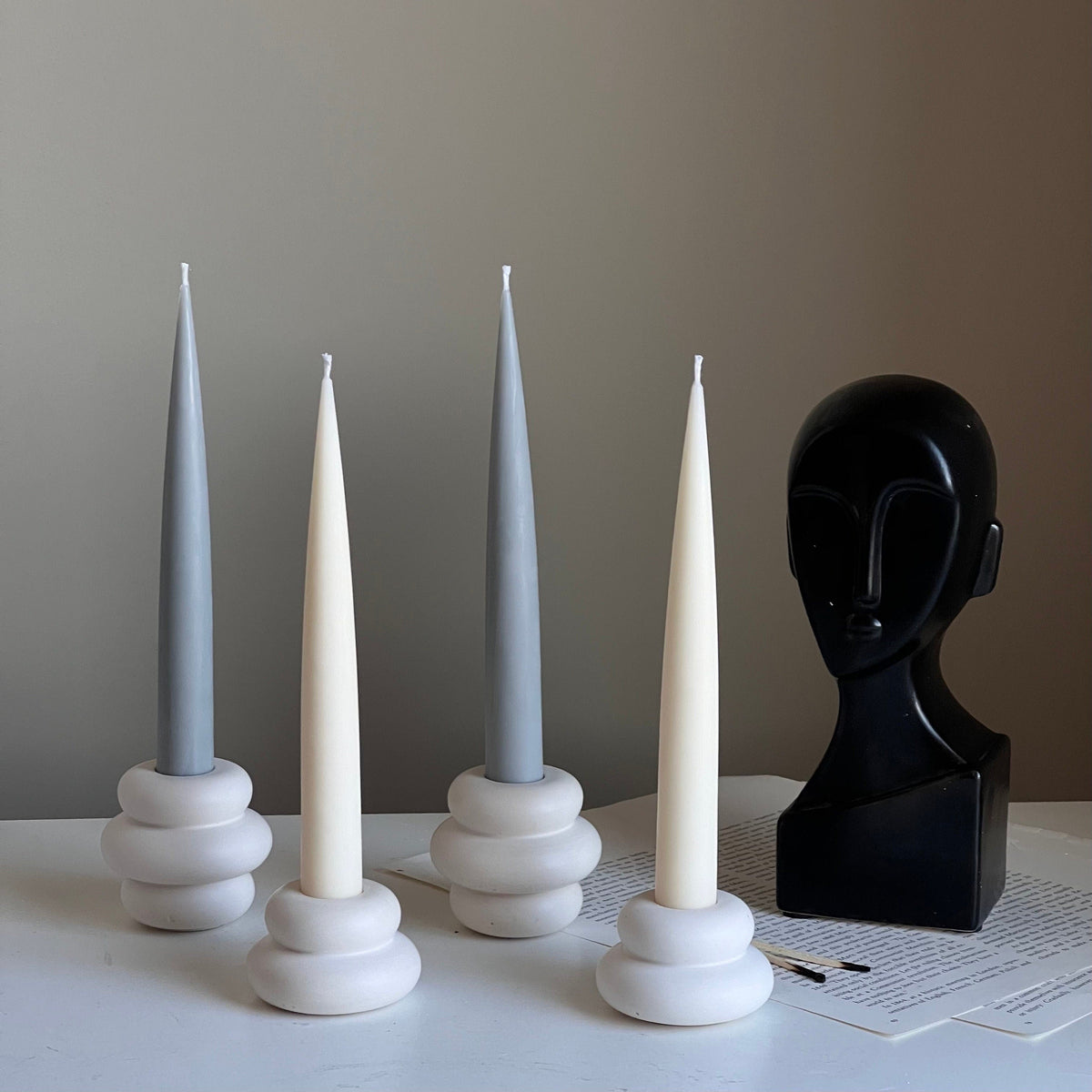 Bougeoir Donut en Jesmonite : Décoration de mariage minimaliste