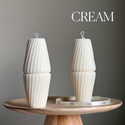 Geometric Soy Pillar Candle: Sculptural Home Decor