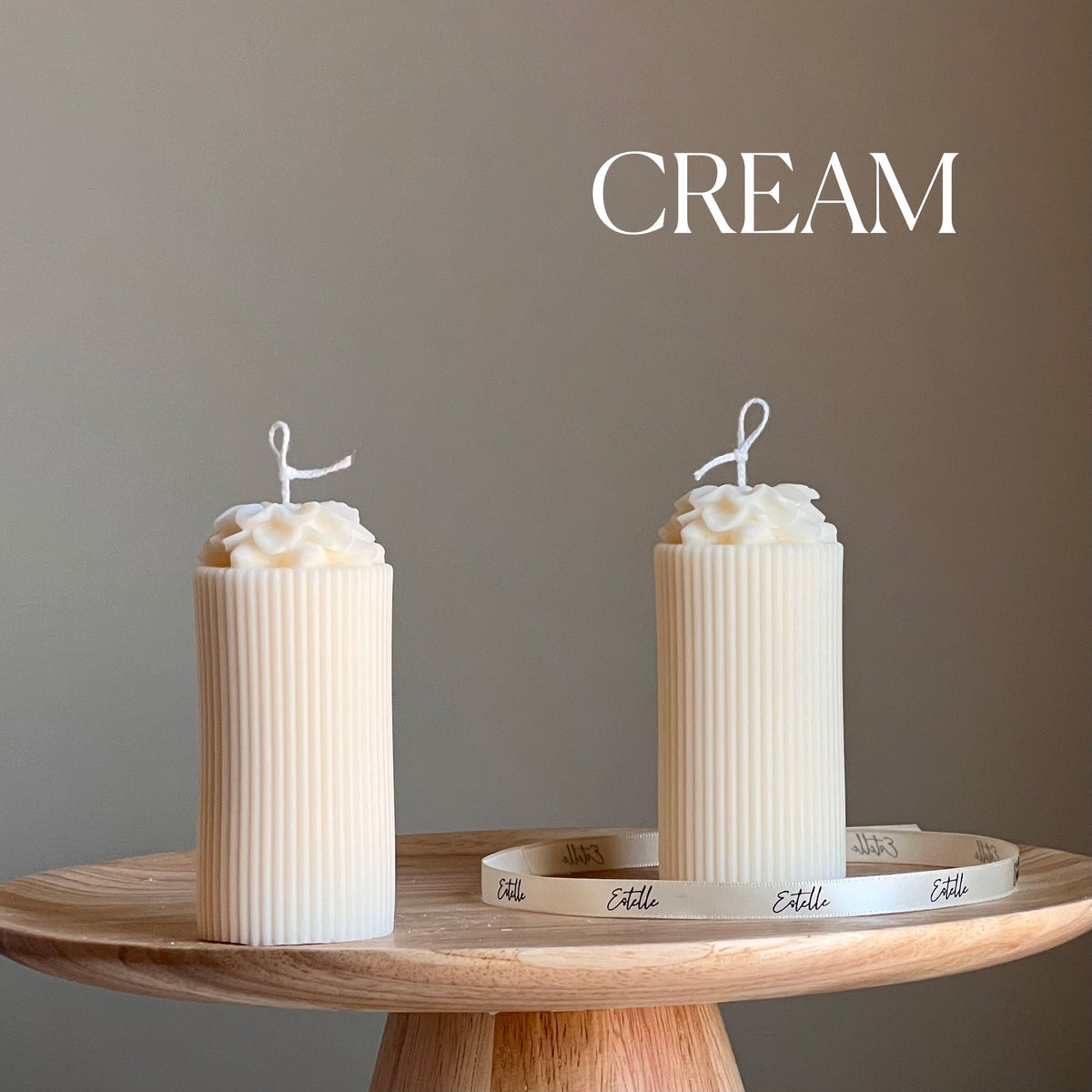 Sculptural Flower Soy Pillar Candle: Minimalist Home Decor
