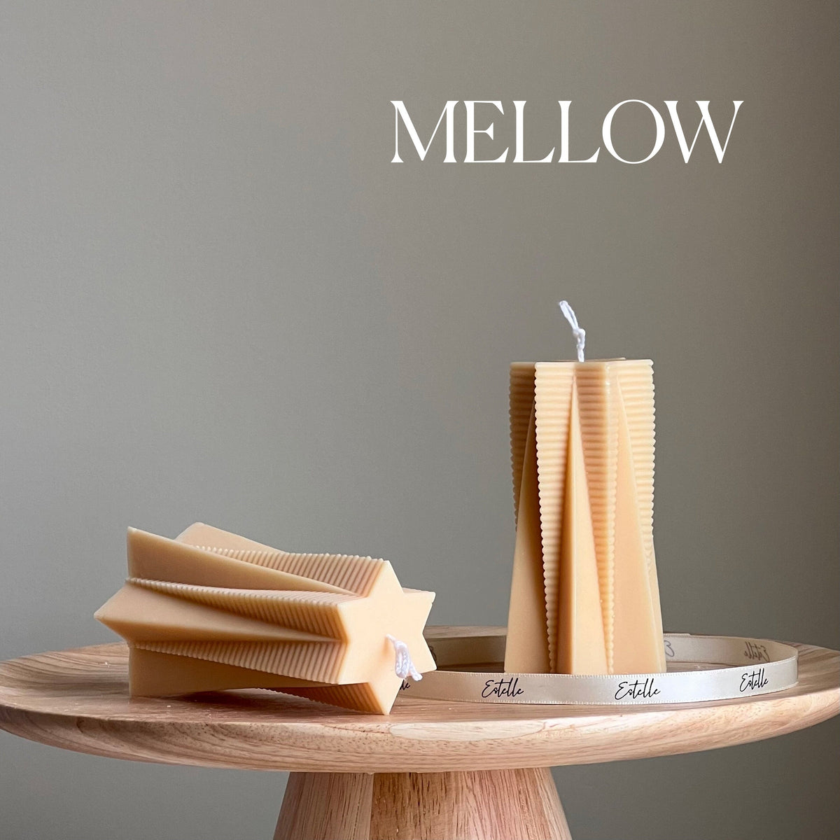 Ribbed Star Soy Pillar Candle: Minimalist Home Decor