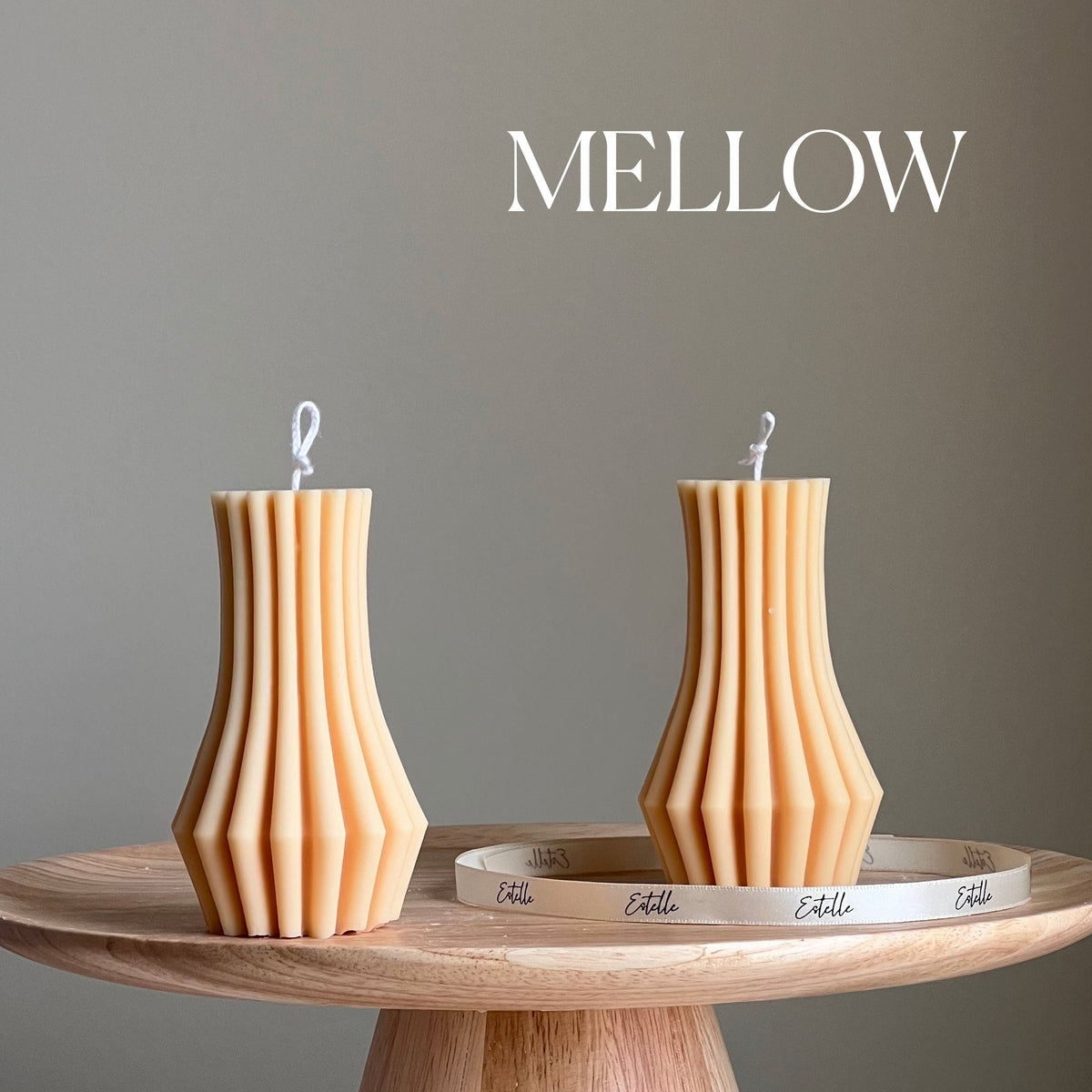 Ribbed Soy Pillar Candle: Sculptural Home Decor