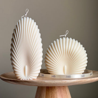 Duo de bougies coquillages : Bougies décoratives en forme de coquille de palourde en cire de soja