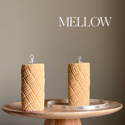Knitted Soy Pillar Candle | Sculptural Home Decor