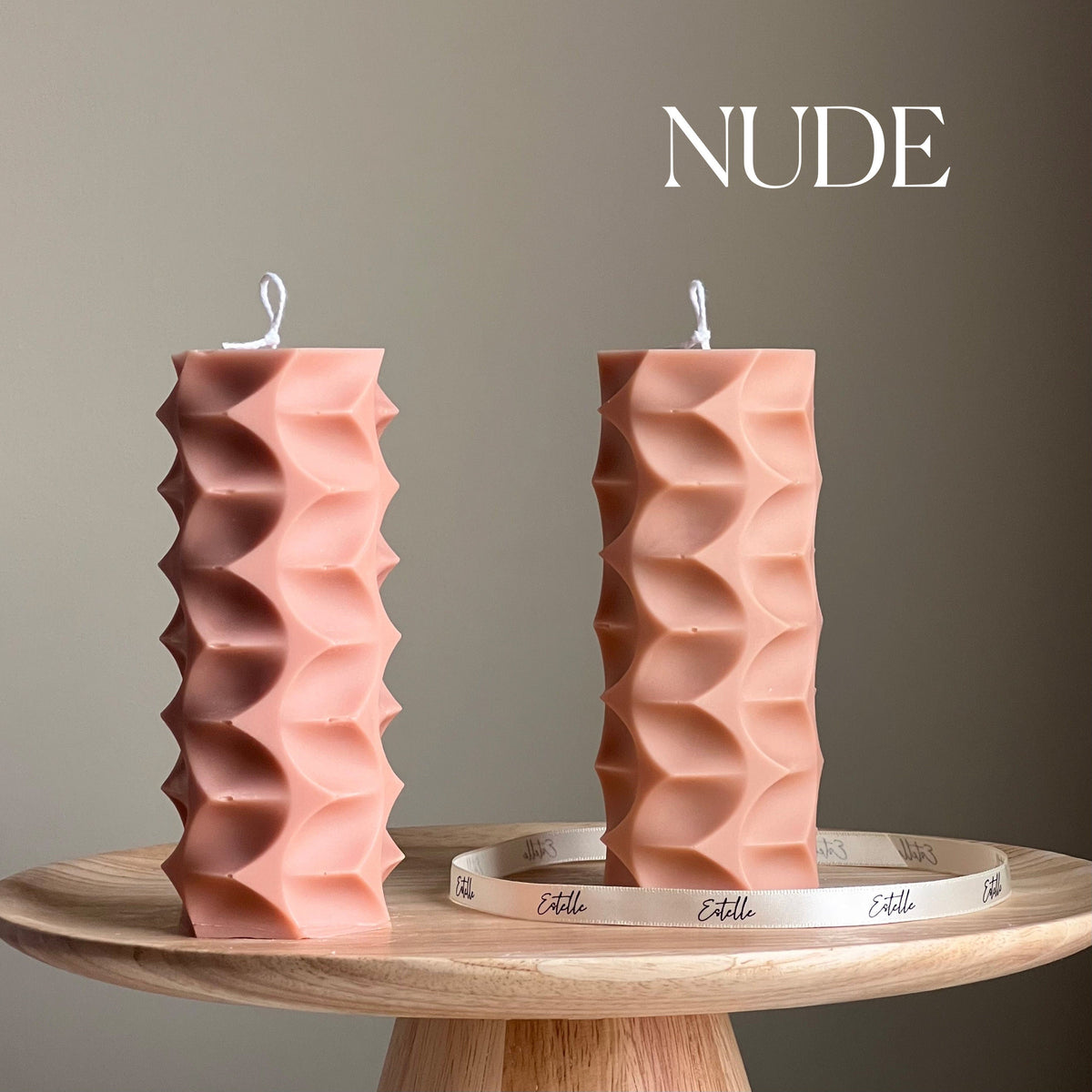 Geometric Soy Pillar Candle: Sculptural Home Decor