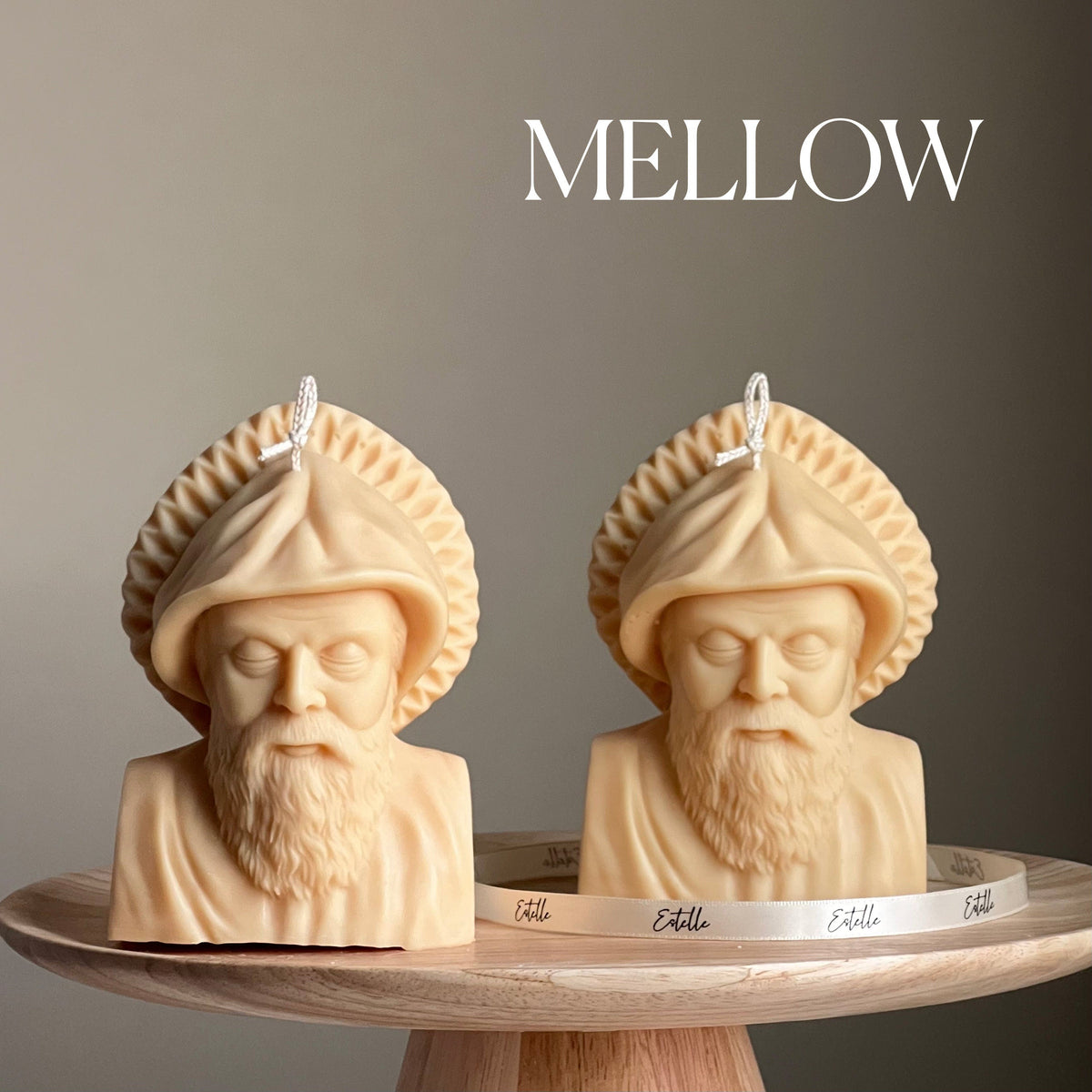 Saint Charbel Bust Candle: Sculptural Soy Wax Pillar