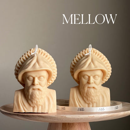 Saint Charbel Bust Candle: Sculptural Soy Wax Pillar