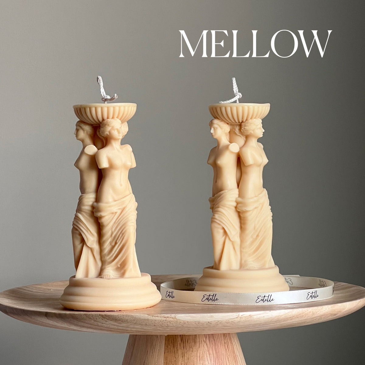 Bougie sculpturale Vénus, déesse grecque : Bougie en forme de colonne antique
