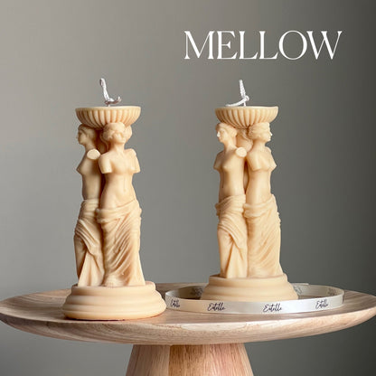 Bougie sculpturale Vénus, déesse grecque : Bougie en forme de colonne antique