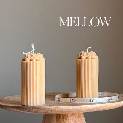 Sculptural Flower Soy Pillar Candle: Minimalist Home Decor