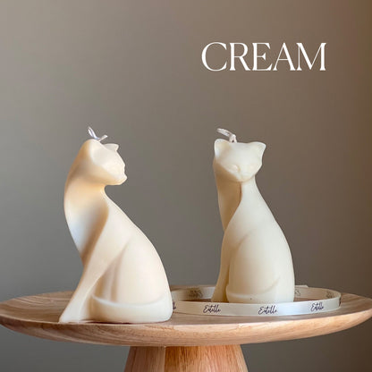 Bougie en cire de soja faite à la main en forme de chat | Pilier décoratif non parfumé