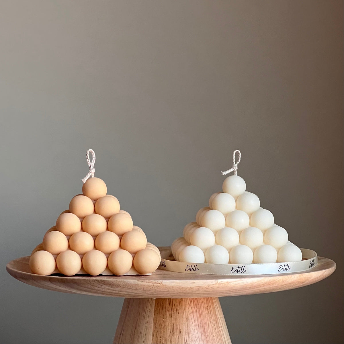 Large Bubble Pyramid Candle: Handmade Soy Vegan Home Decor
