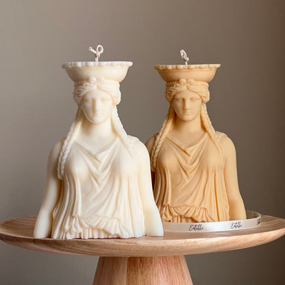 Bougie Caryatide : Bougie pilier sculpturale en cire de soja