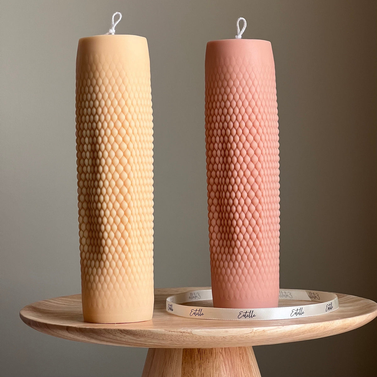 Tall Dotted Soy Pillar Candle | Minimalist Home Decor