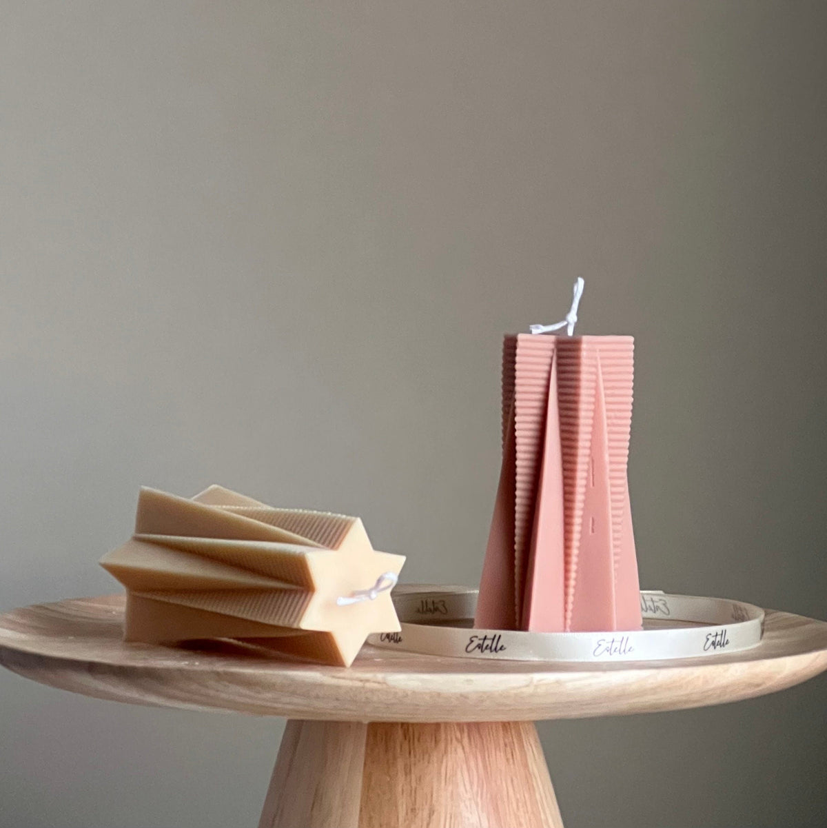 Ribbed Star Soy Pillar Candle: Minimalist Home Decor