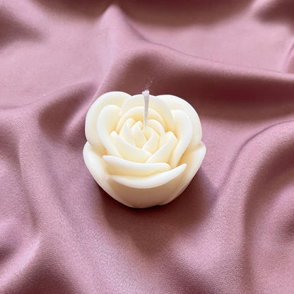 Handmade Rose Soy Candle | Decorative Unscented Pillar Candle