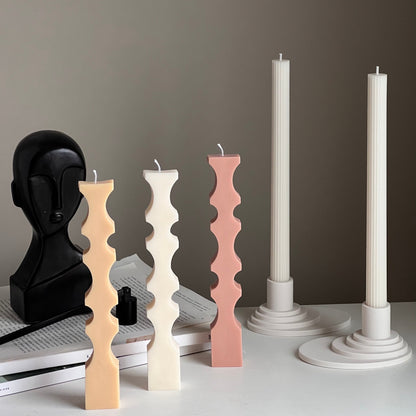Greko Geometric Soy Wax Candle: Decorative Column Pillar Candle