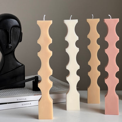 Greko Geometric Soy Wax Candle: Decorative Column Pillar Candle