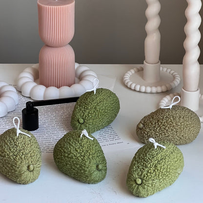 Avocado Shaped Candle: Scented Soy Wax Vegan Candle