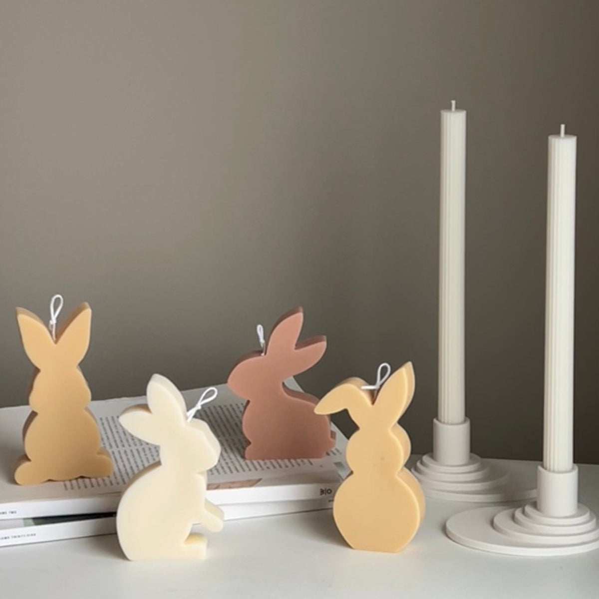 Easter Bunny Soy Candle Set: Pastel Spring Decor