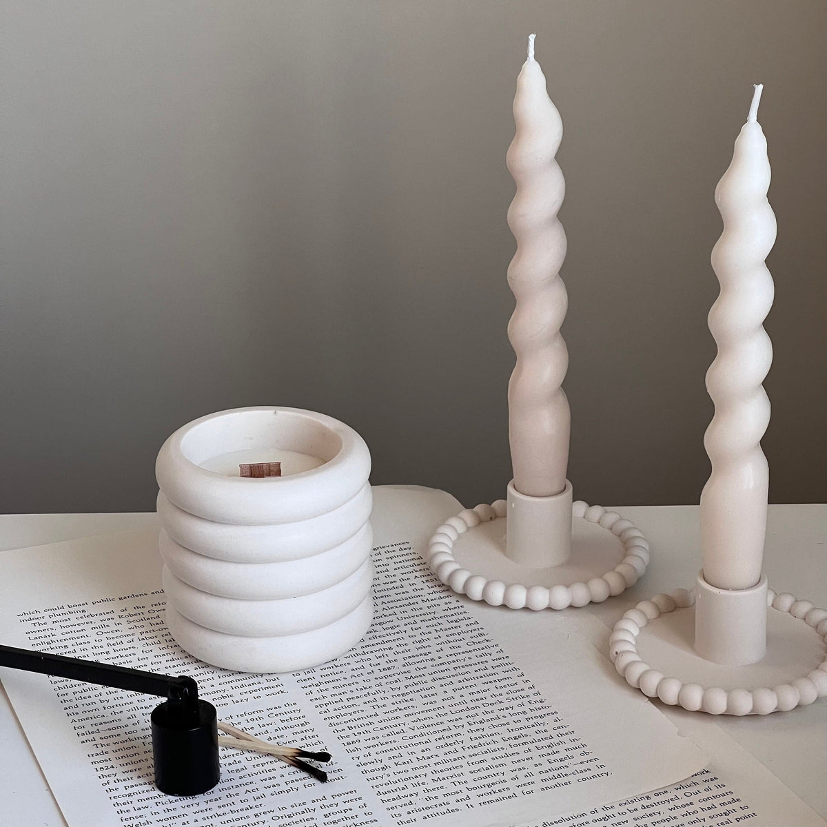 Donut Jar Soy Wax Candle | Wood Wick, Jesmonite Vessel