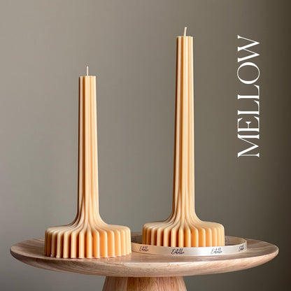 Elegant Soy Vase Candle: Sculptural Striped Column Candle