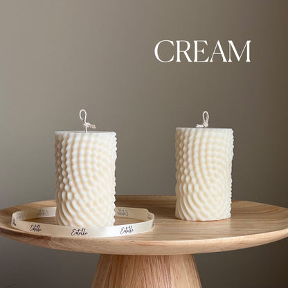 Geometric Soy Pillar Candle: Minimalist Home Decor